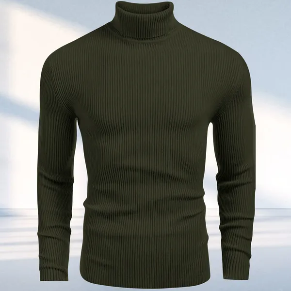 Olive_Green_Premium_Cotton_Blend_Full_Sleeve_High_Neck_Regular_Fit_T-Shirt_For_Men