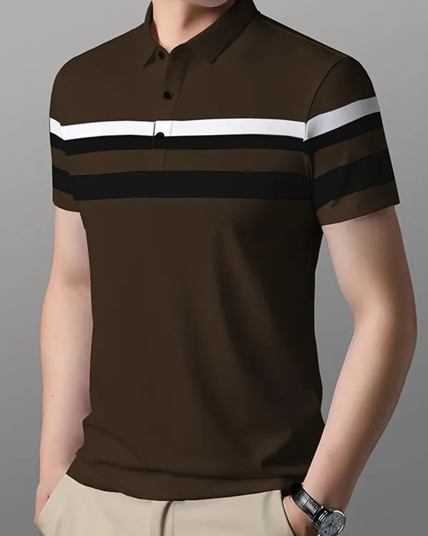 Brown_Premium_Cotton_Blend_Half_Sleeve_Polo_Neck_Regular_Fit_T-Shirt_For_Men
