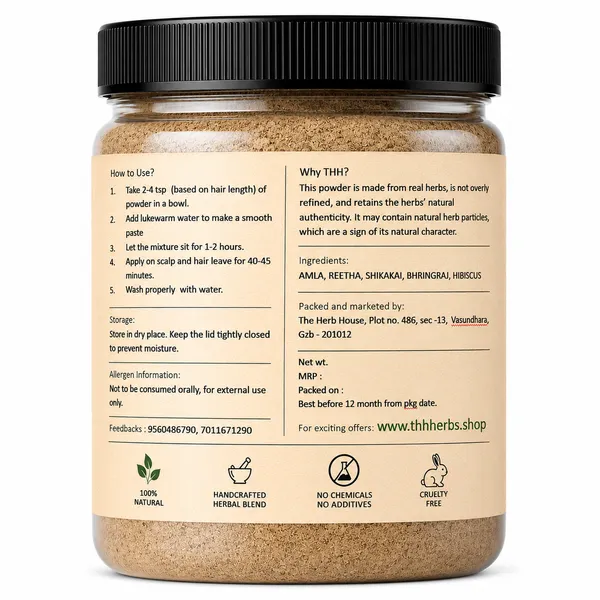THH_5-in-1_Herbal_Haircare_Pre-Mix_Powder_with_Amla,_Reetha,_Shikakai,_Bhringraj_&_Hibiscus_(500g)_|_100%_Natural_Hair_Pack_for_Growth,_Strengthening_&_Cleansing,_No_Additives