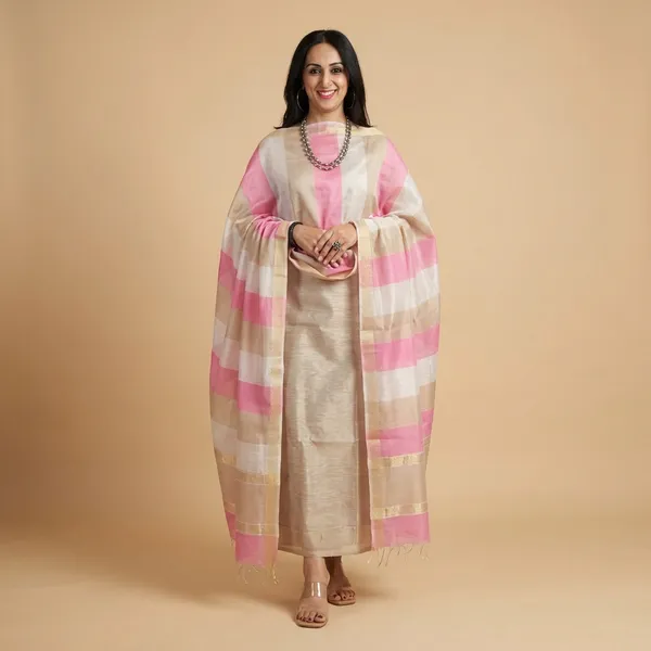 Cream_Banarasi_Cotton_Unstitch_Suit_For_Women