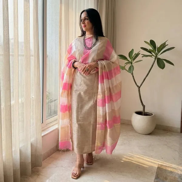 Cream_Banarasi_Cotton_Unstitch_Suit_For_Women