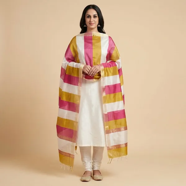 White_Banarasi_Cotton_Unstitch_Suit_For_Women