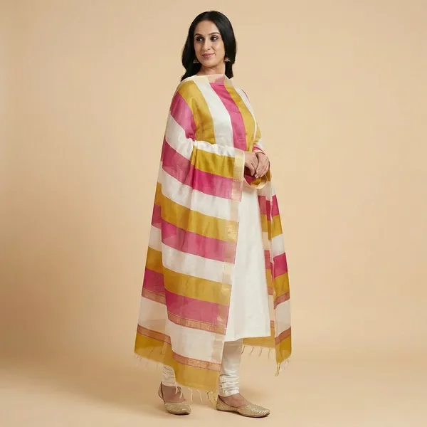 White_Banarasi_Cotton_Unstitch_Suit_For_Women