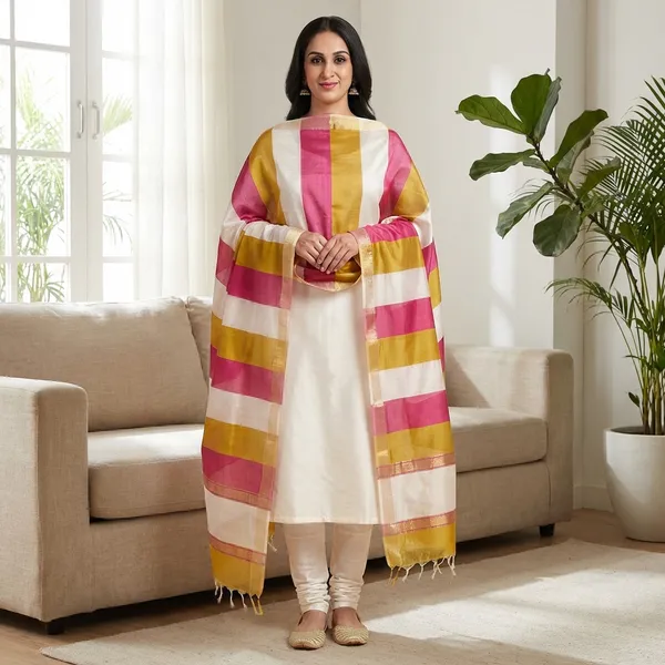 White_Banarasi_Cotton_Unstitch_Suit_For_Women