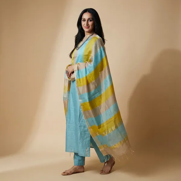 Light_Blue_Banarasi_Cotton_Unstitch_Suit_For_Women