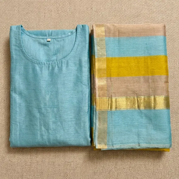 Light_Blue_Banarasi_Cotton_Unstitch_Suit_For_Women