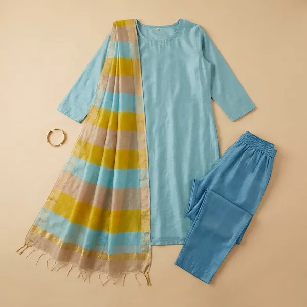 Light_Blue_Banarasi_Cotton_Unstitch_Suit_For_Women