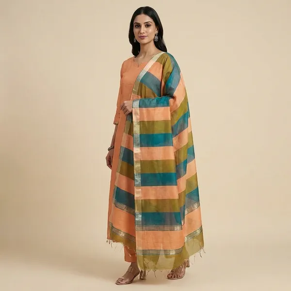 Peach_Banarasi_Cotton_Unstitch_Suit_For_Women