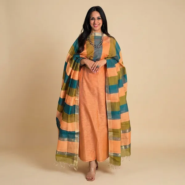 Peach_Banarasi_Cotton_Unstitch_Suit_For_Women