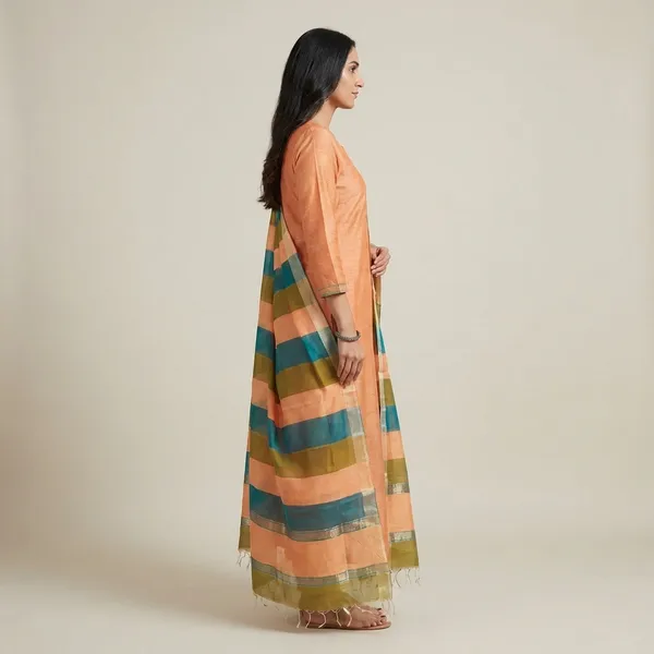 Peach_Banarasi_Cotton_Unstitch_Suit_For_Women