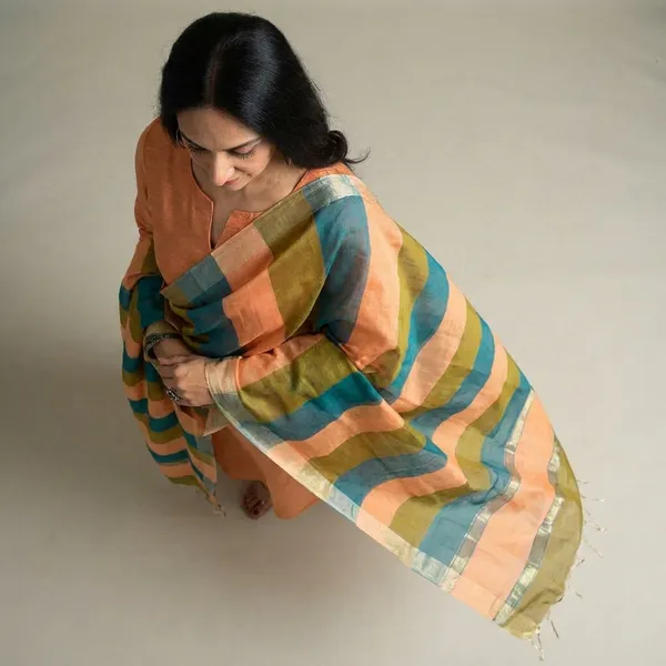 Peach_Banarasi_Cotton_Unstitch_Suit_For_Women