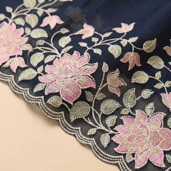 Grey_Banarasi_Unstitch_Suit_Pure_Mercerised_Kota_Check_With_Embroidery_For_Women