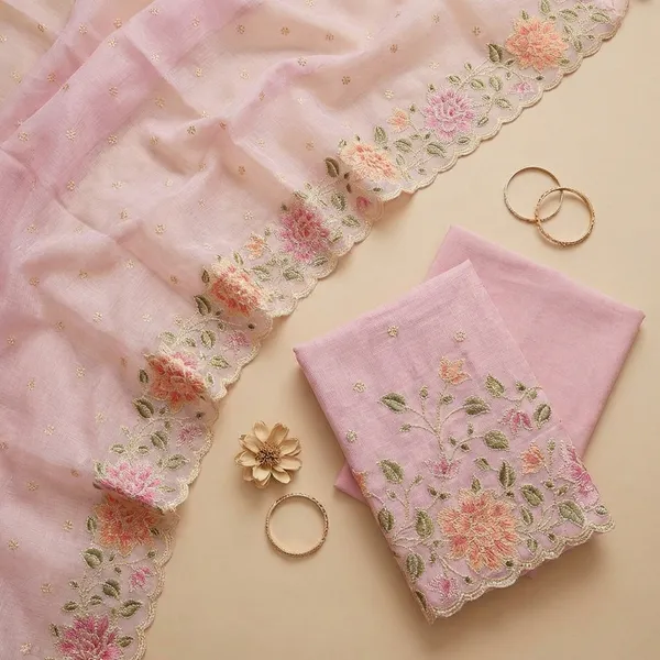 Pink_Banarasi_Unstitch_Suit_Pure_Mercerised_Kota_Check_With_Embroidery_For_Women