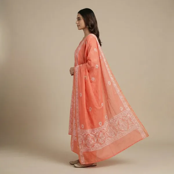Orange_Organza_Chikan_Embroidry_Unstitch_Suit_For_Women