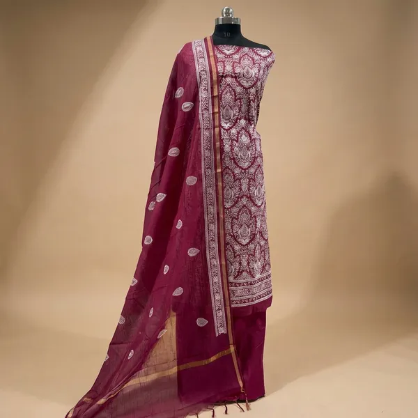 Red_Organza_Chikan_Embroidry_Unstitch_Suit_For_Women