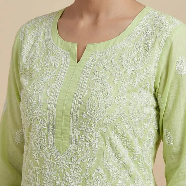Pista_Organza_Chikan_Embroidry_Unstitch_Suit_For_Women
