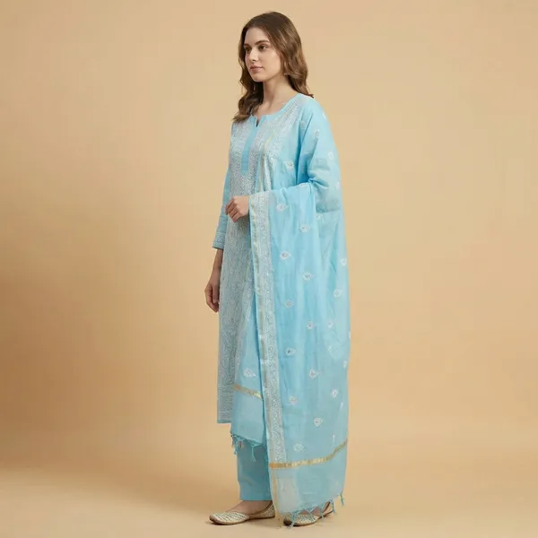 Sky_Blue_Organza_Chikan_Embroidry_Unstitch_Suit_For_Women