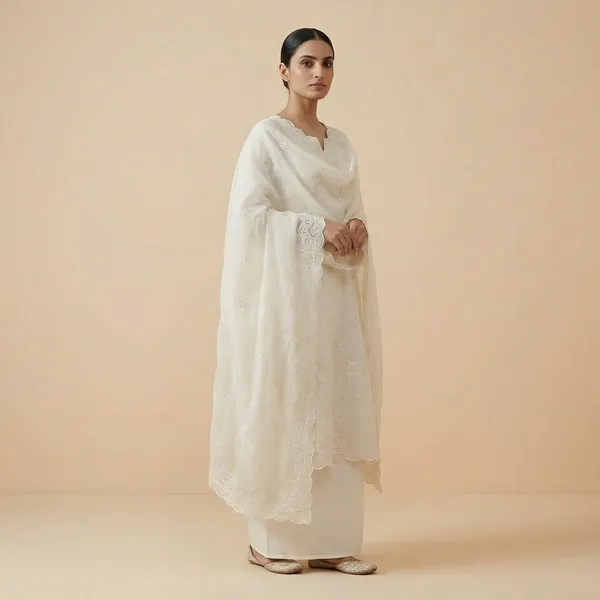 White_Mul_Chanderi_Solding_Resham_Embroidery_Cutwork_Border_Unstitch_Suit_For_Women