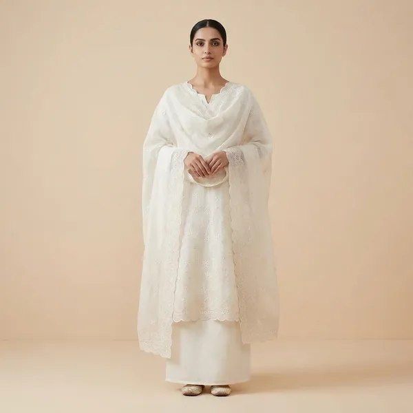 White_Mul_Chanderi_Solding_Resham_Embroidery_Cutwork_Border_Unstitch_Suit_For_Women