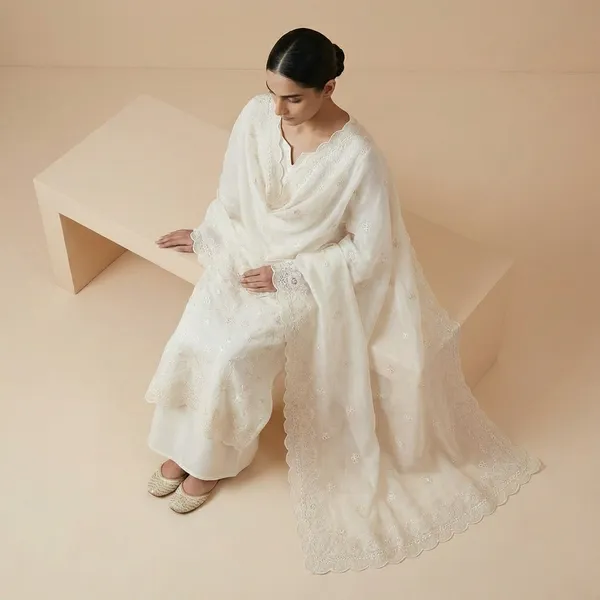 White_Mul_Chanderi_Solding_Resham_Embroidery_Cutwork_Border_Unstitch_Suit_For_Women