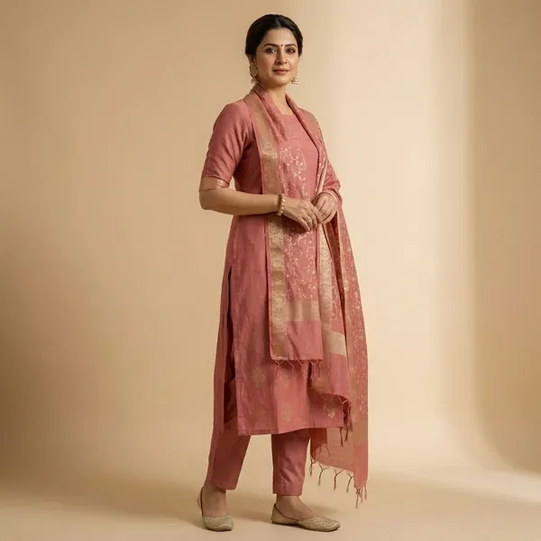 Peach_Pure_Mercerised_Unstitch_Suit_For_Women