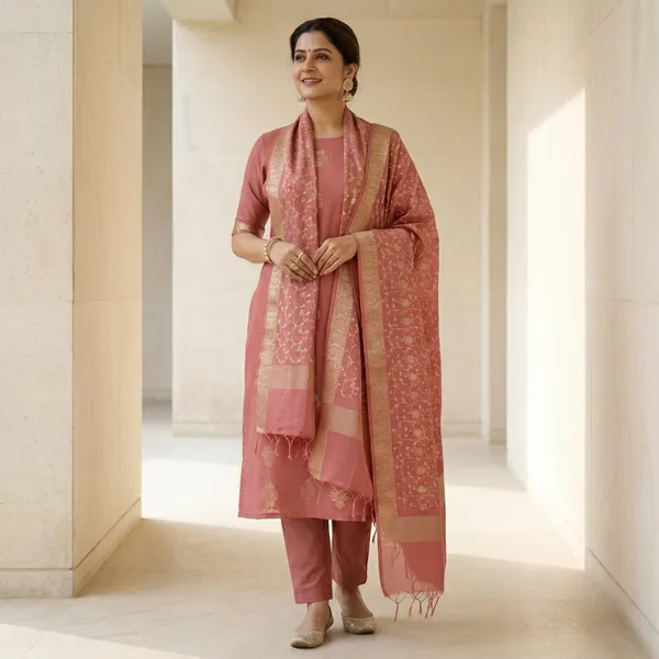 Peach_Pure_Mercerised_Unstitch_Suit_For_Women