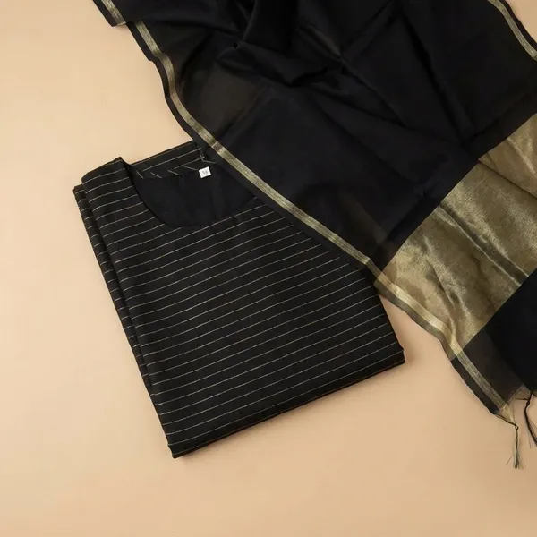 Black_Banarsi_Unstitch_Suit_Zari_Strip_Unstitch_Suit_For_Women
