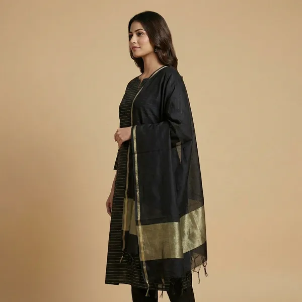 Black_Banarsi_Unstitch_Suit_Zari_Strip_Unstitch_Suit_For_Women