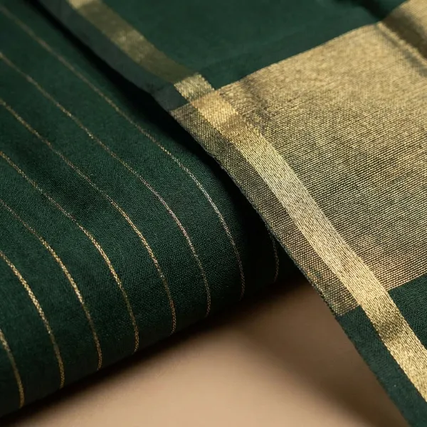 Bottle_Green_Banarsi_Unstitch_Suit_Zari_Strip_Unstitch_Suit_For_Women