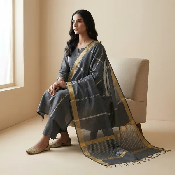Grey_Banarsi_Unstitch_Suit_Zari_Strip_Unstitch_Suit_For_Women