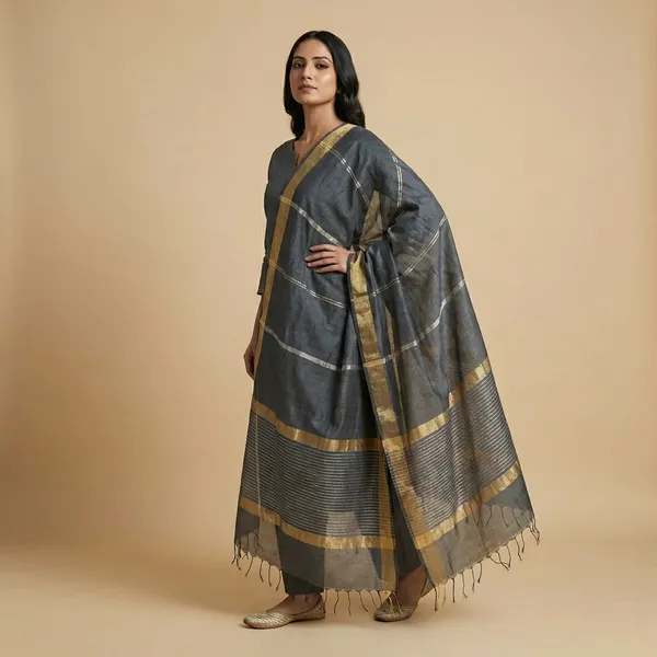 Grey_Banarsi_Unstitch_Suit_Zari_Strip_Unstitch_Suit_For_Women