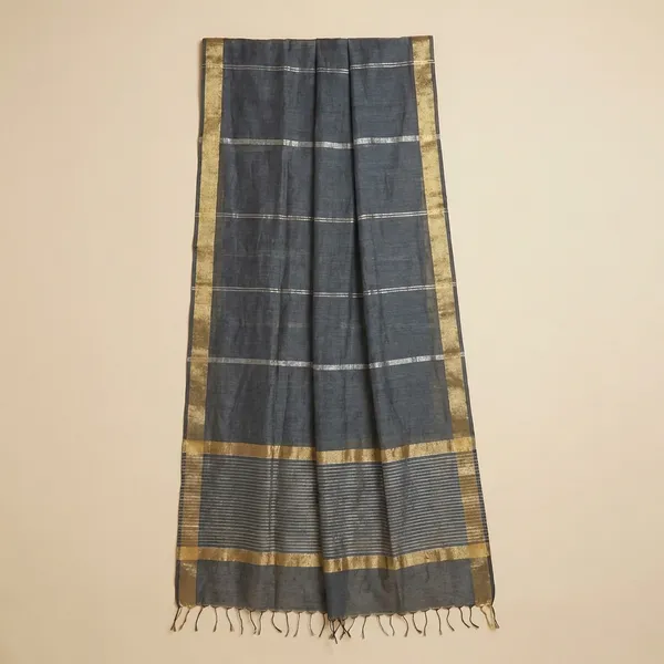 Grey_Banarsi_Unstitch_Suit_Zari_Strip_Unstitch_Suit_For_Women