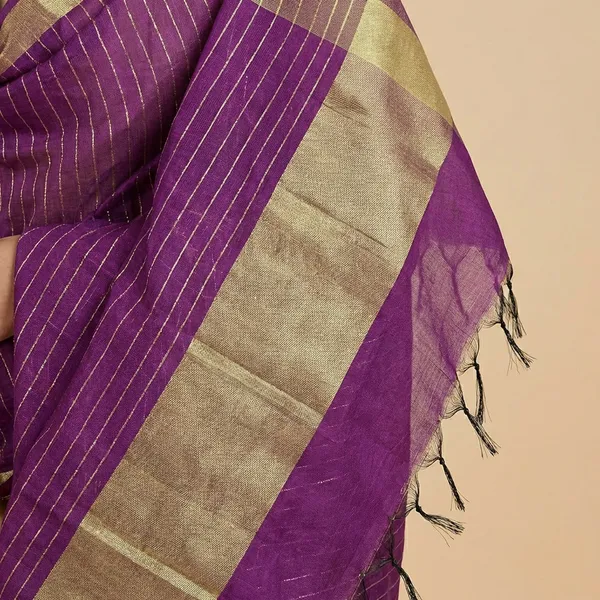 Magenta_Purple_Banarsi_Unstitch_Suit_Zari_Strip_Unstitch_Suit_For_Women
