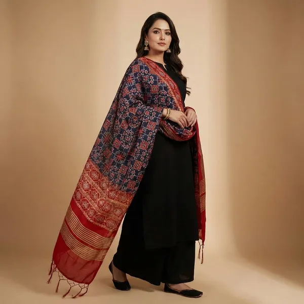 Magenta_Black_Banarasi_Silk_Unstitch_Suit_For_Women