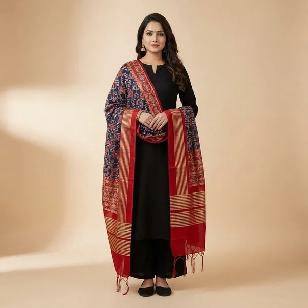 Magenta_Black_Banarasi_Silk_Unstitch_Suit_For_Women