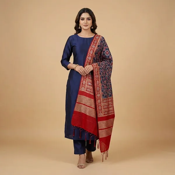 Dark_Blue_Banarasi_Silk_Unstitch_Suit_For_Women
