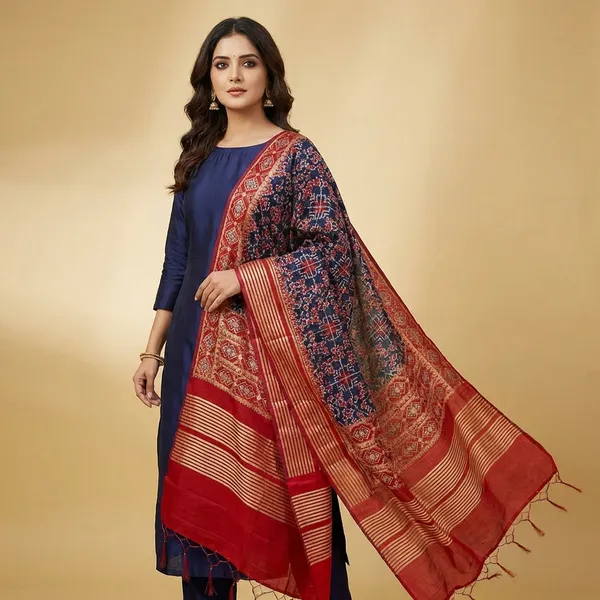 Dark_Blue_Banarasi_Silk_Unstitch_Suit_For_Women