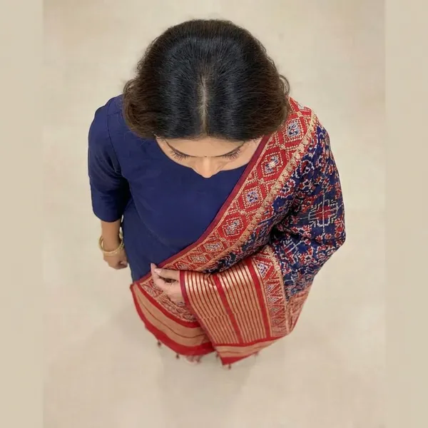 Dark_Blue_Banarasi_Silk_Unstitch_Suit_For_Women
