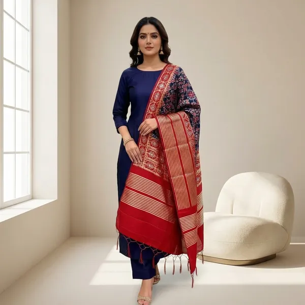 Dark_Blue_Banarasi_Silk_Unstitch_Suit_For_Women