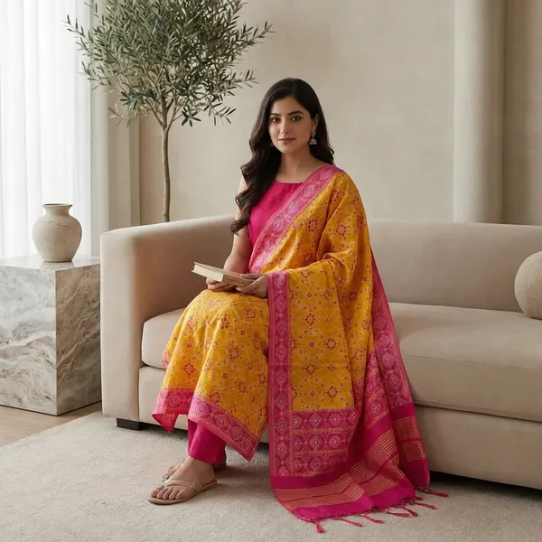 Yellow_Banarasi_Silk_Unstitch_Suit_For_Women