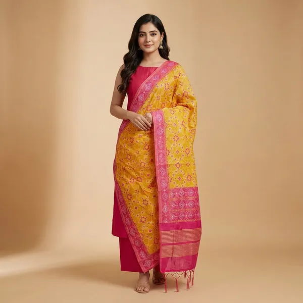 Yellow_Banarasi_Silk_Unstitch_Suit_For_Women