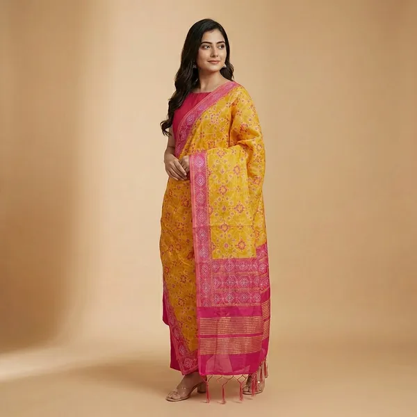Yellow_Banarasi_Silk_Unstitch_Suit_For_Women