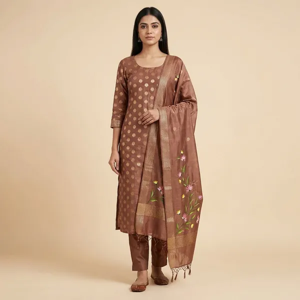 Brown_Banarasi_Pure_Musraisd_Unstitch_Suit_For_Women