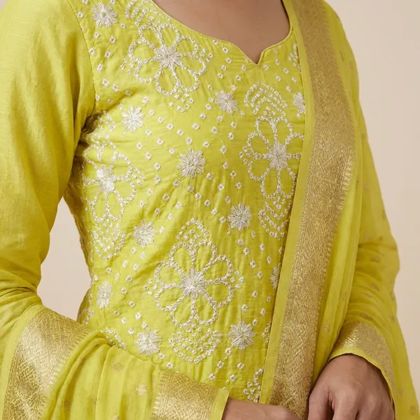 Yellow_Baranasi_Viscose_Bandhni_Unstitch_Suit_For_Women