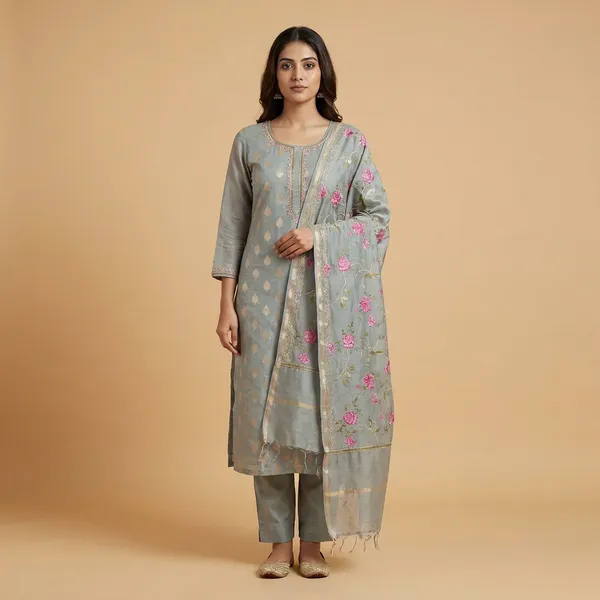 Grey_Banarasi_Pure_Cotton_Unstitch_Suit_For_Women