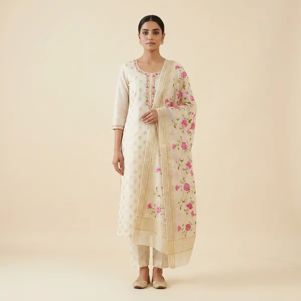 Off_White_Banarasi_Pure_Cotton_Unstitch_Suit_For_Women
