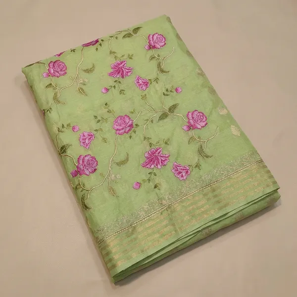 Pista_Green_Banarasi_Pure_Cotton_Unstitch_Suit_For_Women