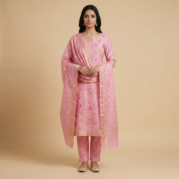 Pink_Banarasi_Pure_Cotton_Unstitch_Suit_For_Women