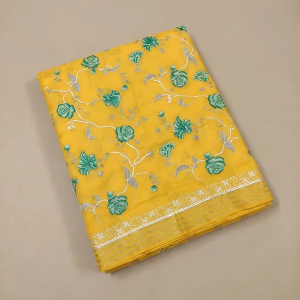 Yellow_Banarasi_Pure_Cotton_Unstitch_Suit_For_Women