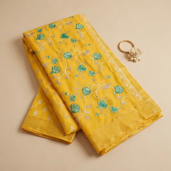 Yellow_Banarasi_Pure_Cotton_Unstitch_Suit_For_Women